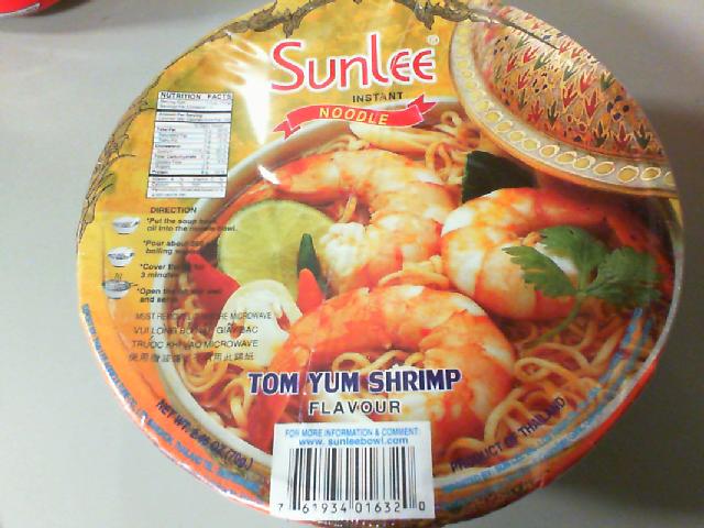 Bowl of Sun Lee Tom Yum noodles